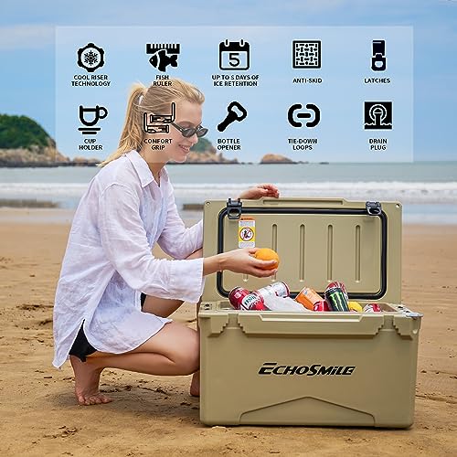 Image of EchoSmile 25 /30 /35 /40 /60 /75 Quart Rotomolded Cooler, Built to Stand up to The Rigors of The Journey