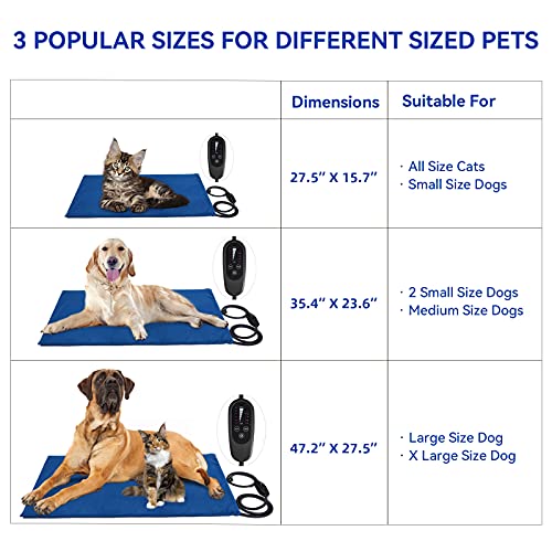 Pet Heating Pad For Dogs & Cats, [2022 Extra Large Design] Adjustable Warming Mat 4 Timers With Auto Shut Off, [Overheat Protection & Ip67 Waterproof] Self Heated Bed Blanket For Puppies (L(24Wx35L)) #TOP4
