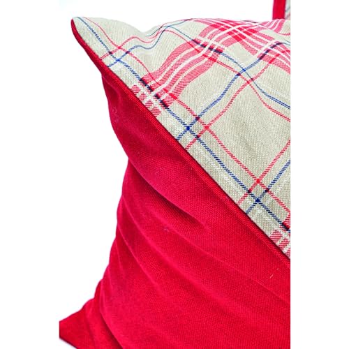 Aumüller Sternenkissen Karo, Beige/Rot - 70 cm - Liegekissen für Hunde und Katzen
