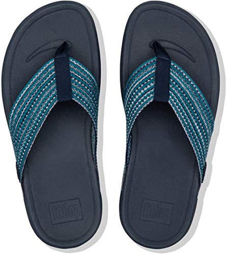 Fitflop Surfa Sandals For Women - Fabric Upper With Contoured Footbed, Slip-On Style, And Textured Synthetic Outsole Sea Blue 10 M (B) #TOP3