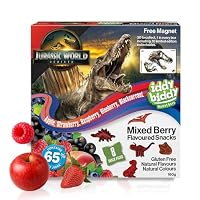 Iddy Biddy Jurassic Park Fruit Snack, Mixed Berry, 8 Snack Pack, 160g - Gluten Free, Natural Colours & Flavours, 65% Fruit Juice, Kids Lunch Box Treats