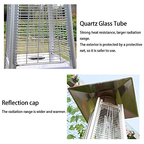 Pyramid Outdoor Patio Heater - 45000 BTU Stainless Steel Propane Heater with Cover Glass Tube