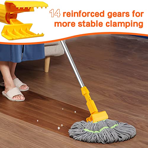 Tiemlet Mop Handle Commercial Heavy Duty - 62-Inch Stainless Steel Metal Commercial Mop Stick, Adjustable For Industrial & Household Floor Cleaning, Clamp Mop Handle Quick Change For Wet Mop #TOP2