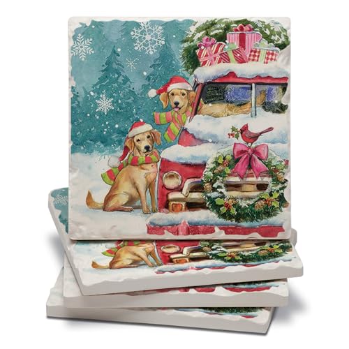 Thirstystone Holiday Buddies 4 Pack Tumbled Tile Stone Coasters