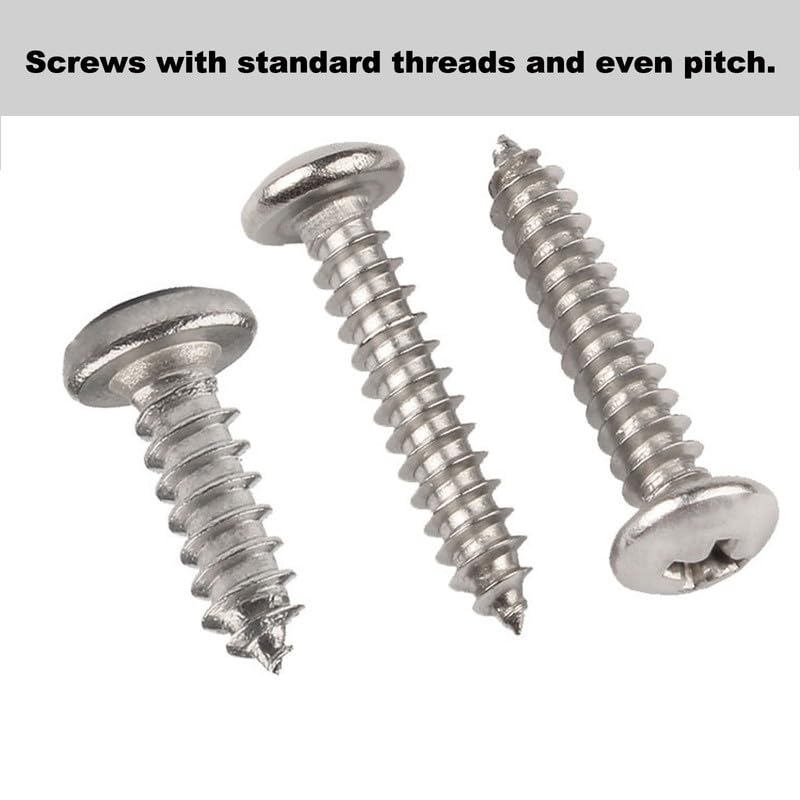 50 Pcs Self Tapping Screws, M3 x 8mm Multi Purpose Small Screw, 304 stainless steel, Phillips Pan Head Bolts for Wood, Drywall and Furniture