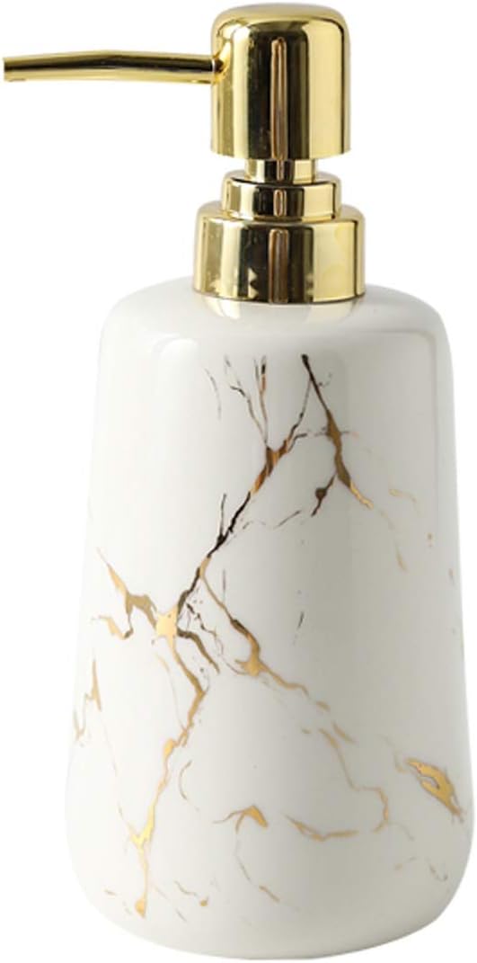 Ceramics Soap Dispenser Pump Shower Gel Shampoo Container Pressure Bottle Lotion Bottle Bathroom Kitchen Accessories (Color : White, Size : 400ml)