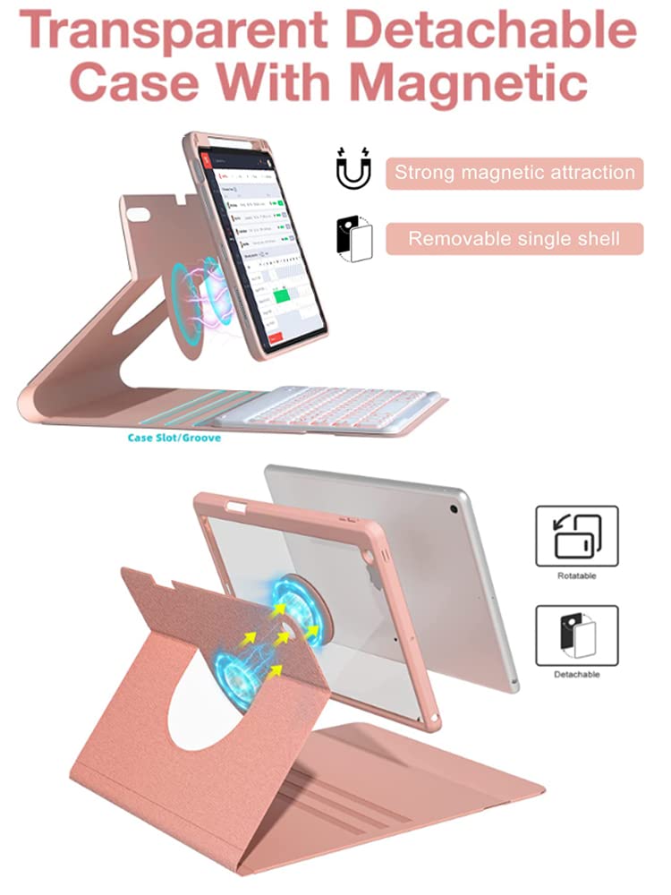 Backlit Clavier Coque pour iPad Air 5th/4th Gen 10.9"/iPad Pro 11(2022/2021/2020), AZERTY-Layout Clavier Bluetooth sans Fil avec Coque Magnétique, Support Ajustable Portrait/Paysage, Violette