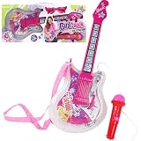 Guitarra Com Microfone Girls Rock Instrumento Brinquedo Musical Infantil Menina Violão Crianças Rosa Kizumba