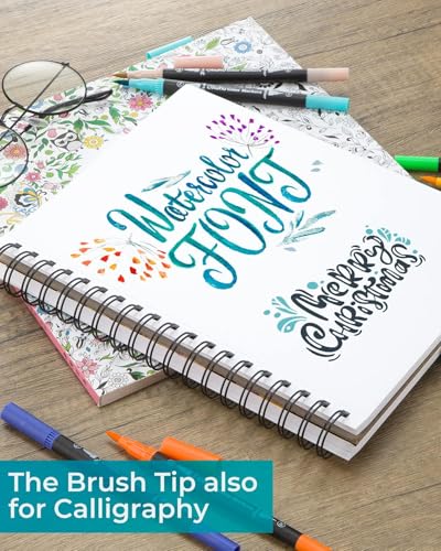 Ohuhu 36 Colouring Pens, Dual Tip Brush Pens Felt Tip Pens, Art Markers Set with Fineliner for Adults Colouring Book Drawing Calligraphy Sketching Journal, Art Gift, Maui - Black - Image 7