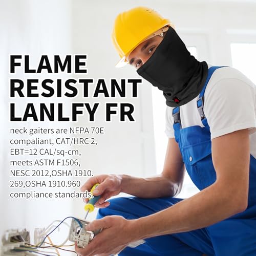 FR Face Mask For Men CATHRC2 Flame Resistant Neck Gaiter Covering 100% Cotton Arc Flash Welding Shield Protector 12CAL3