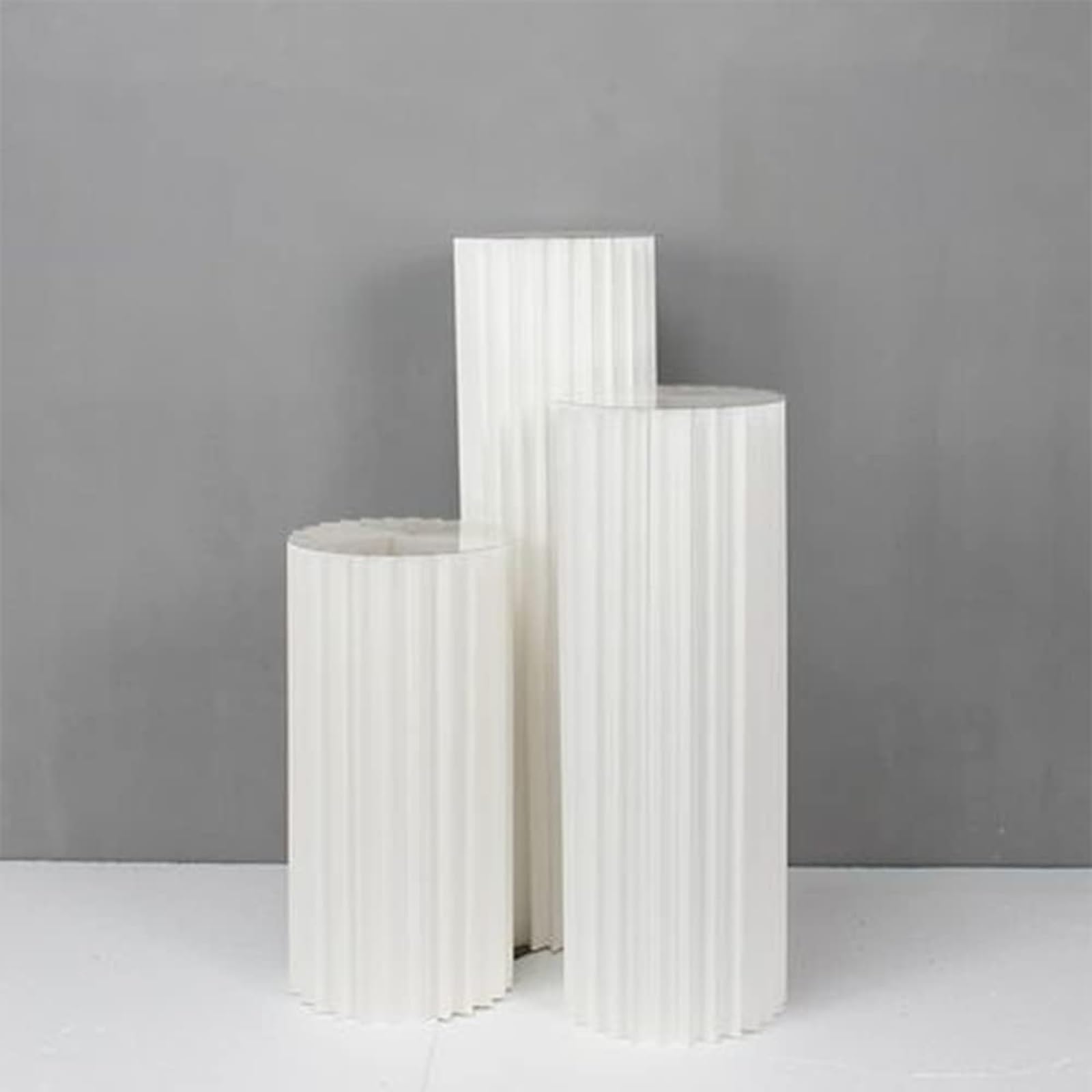 3PCS Foldable Cylinder Pedestal Stands - Roman Pillar Display with Acrylic Disc for Weddings Birthdays Events - Perfect for Dessert Tables & Centerpieces