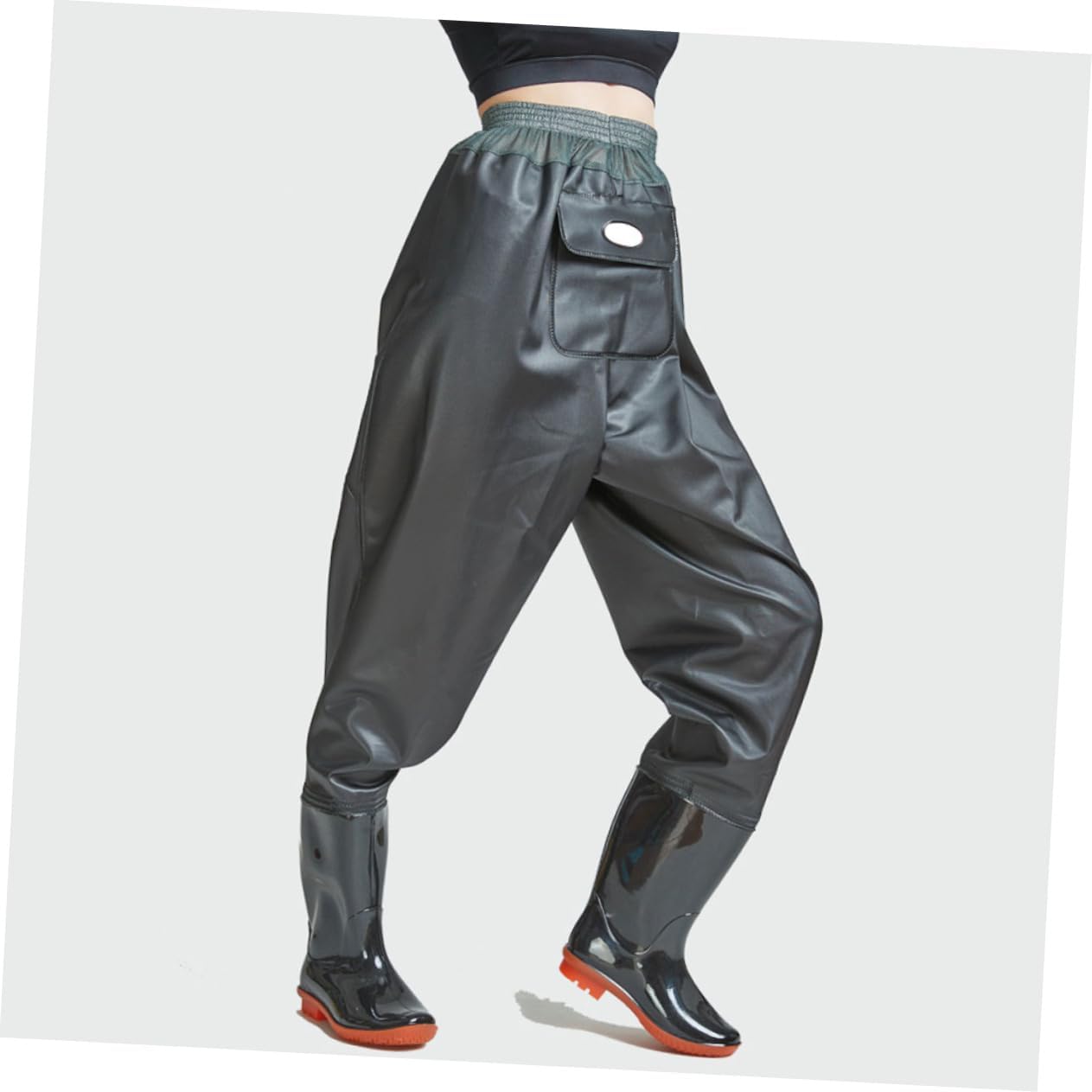 Hemoton Men Half Body Fishing Waders Breathable Comfortable Easy-Clean Lightweight for Hunting and Outdoor Activities Black