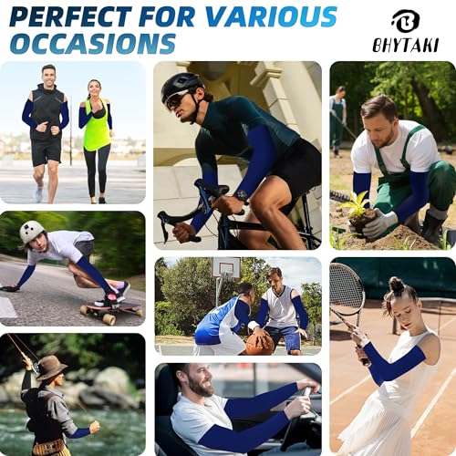 Image of BHYTAKI UV Sun Protection Arm Sleeves, UPF 50 Sports Cooling Arm Compression Sleeves for Men Women Teenager