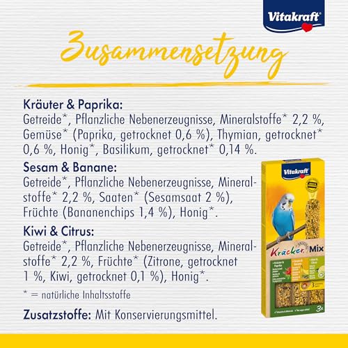 Miniatura 4 de Vitakraft Baton Perusi Trio Mix Kiwi Ardei Banano, 3 Buc - 90 G