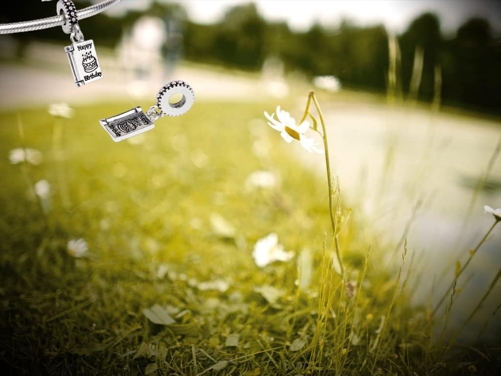 Happy Birthday Card Dangle Charm 925 Sterling Silver Openwork Bead for Charm Bracelets and Necklaces, Birthday Mothers Day Jewelry Gifts Women - Image 2