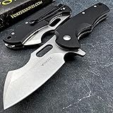VORTEK RHINO Black G10 Ball Bearing D2 Cleaver Blade Folding Pocket Knife