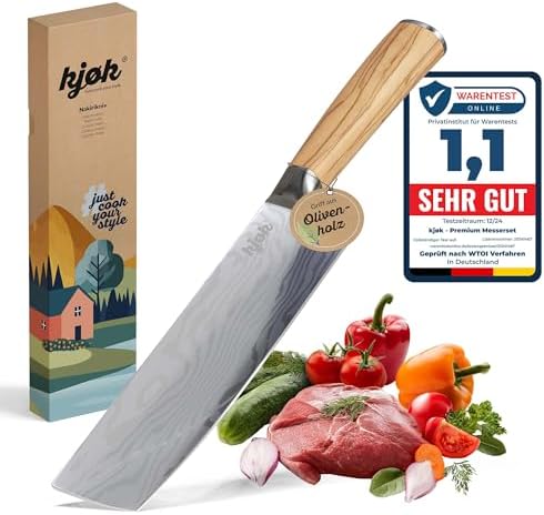 kjøk Premium Nakiri Messer mit Olivenholzgriff 17cm Japanmesser-Style Härte 58±2 HRC - ext...