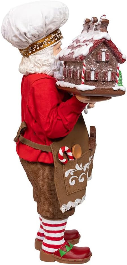 Kurt Adler Fabriché Chef Santa Decorating Gingerbread House