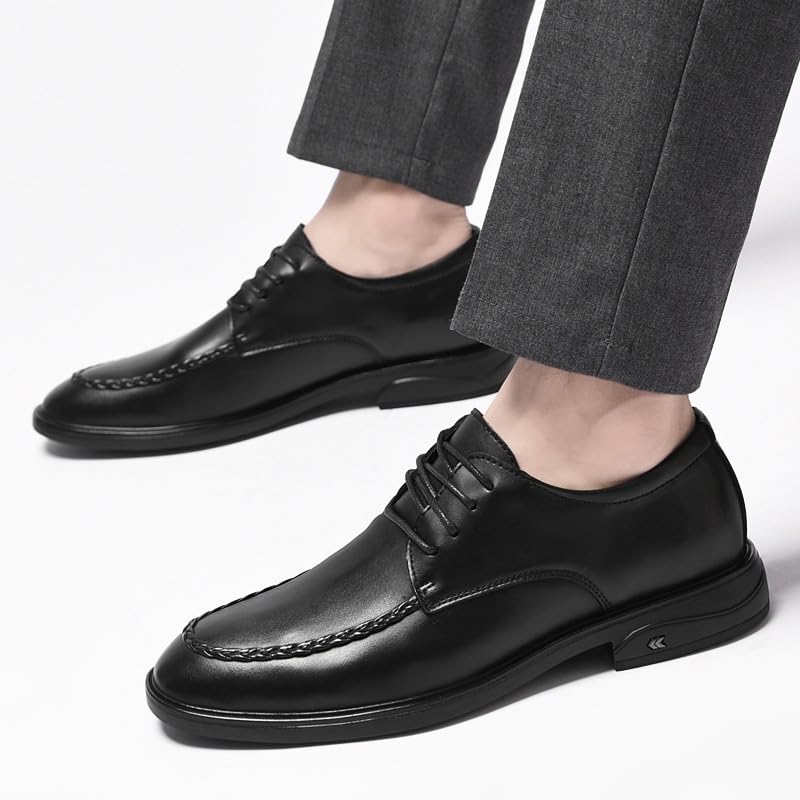 Men's Pointed Toe Waterproof Oxford Shoes Stylish Business Formal Lace-up Genuine Leather Shoes2