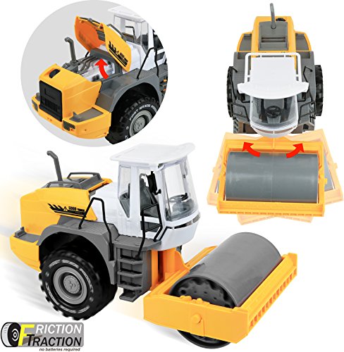 Click N’ Play Friction Powered Jumbo Steamroller Truck Construction Sandbox Car Toy Vehicle  | Toys For Kids, Toddler, Boy, And Girl 3-5 Year Old | Trucks Work On Sand And Playground | Great Gift #TOP1