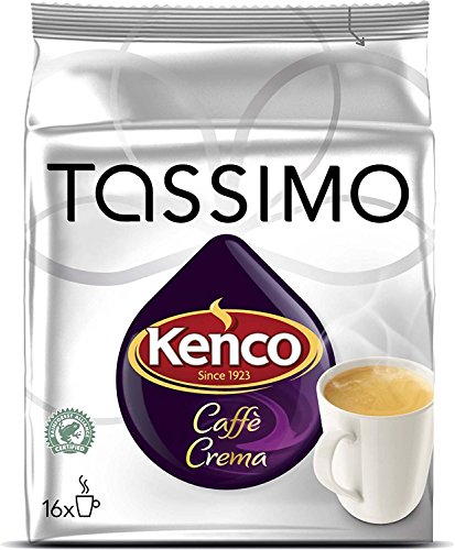 Kenco Americano Smooth Coffee Pods, Rainforest Alliance Certified Medium Roast Arabica Beans, 16 Count Tassimo T-DISC Pods