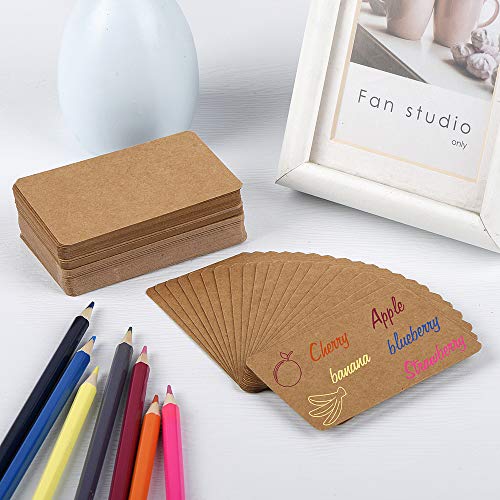 100Pcs 3.54"X2" Blank Kraft Paper Business Card, Words Message Notes Paper Tags, Mini Craft Cardboard Festival Gifts (Brown) #TOP2