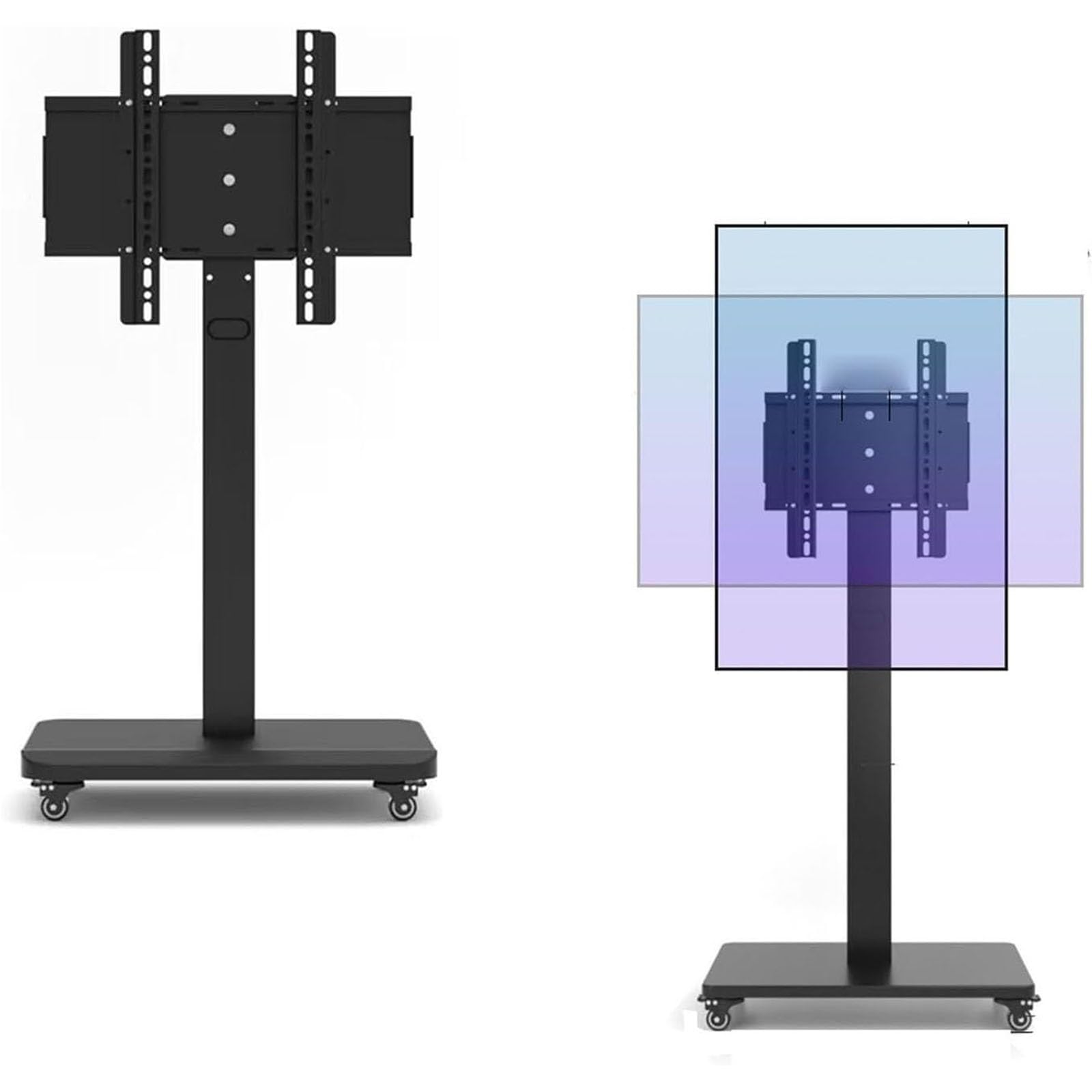 Support TV mobile à roulettes orientable à 360 degrés pour salon et bureau de 32 à 65 pouces