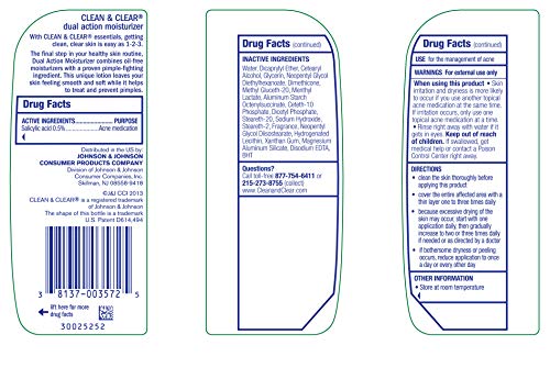 Image of Clean & Clear Essentials Dual Action Facial Moisturizer with Salicylic Acid Acne Medication to Treat Acne and Prevent Pimples, Oil Free Face Moisturizer Cream for Acne-Prone Skin, 4 oz (Pack of 2)