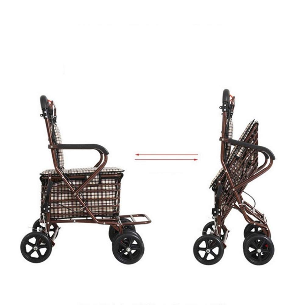 Starszy Walker, aluminiowy czterokołowy Rollator Walking Aid Lekki składany chodzik Rollator Interesting
