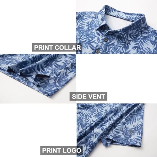 Image of Golf Shirts for Men Dry Fit Short Sleeve Print Performance Moisture Wicking Polo Shirt