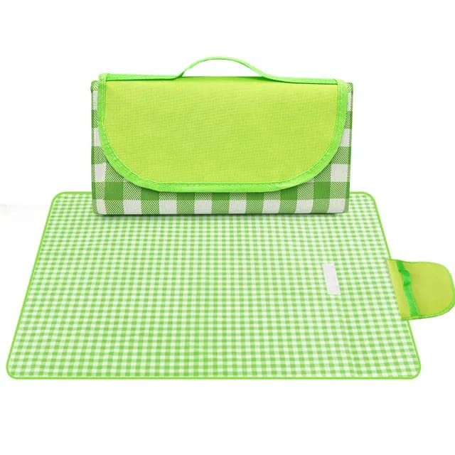 Cozen Picnic Mat Blanket | Beach Mat | Outdoor Foldable Water-Resistant Portable Mat | Used for Yoga | Camping Hiking Grass Travelling | Picnic Backpack Accessories (Green Checks)