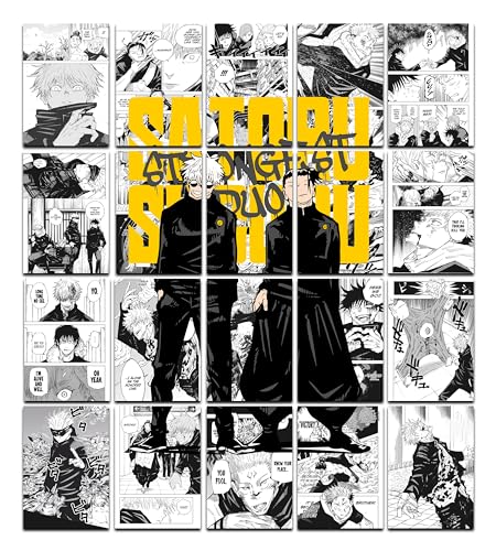 Image of VEENSHI Set of 20 gojo and geto posters jujutsu kaisen wall posters anime posters - 12x8 inch - 300 GSM poster