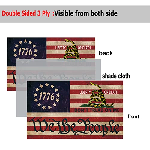 We The People Dont Tread On Me 1776 Flag 3X5 Outdoor Double Sided-Gadsden American Betsy Ross Flags Vintage Heavy Duty 3 Ply Flags Banner For Tea Party Outside Outdoor Indoor #TOP1