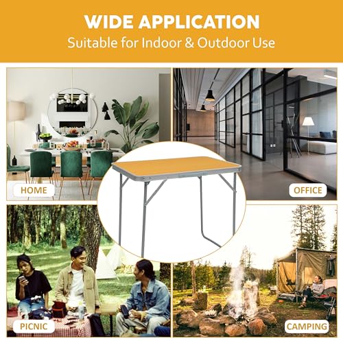 Crystals 2.3ft Aluminum Folding Picnic Table | Lightweight & Portable Camping Table | Adjustable Height Outdoor Trestle Table for BBQ, Garden, Travel, & Events – Sturdy & Compact (Orange) - Image 7