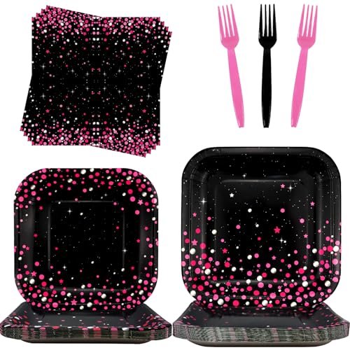 Assiettes et serviettes FP-BlackPink KEFAN rigides haut de gamme