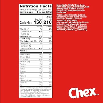 Corn Chex Gluten Free Breakfast Cereal, Homemade Chex Mix Ingredient, 12 oz