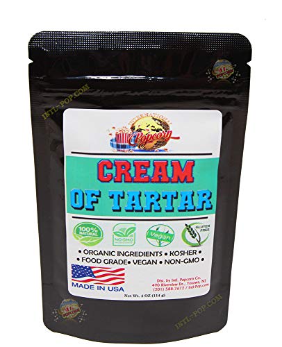 Cream of Tartar (4 oz) Organic Ingredients, Highest Purity, Baking Additive, Non-GMO, Kosher, Vegan, Gluten-Free, All-Natural, DIY Bath Bombs, Mess Free