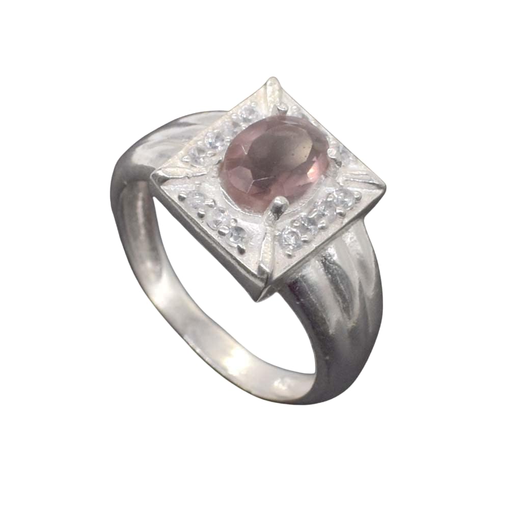 Spiritual Jewelry Pink Amethyst Cubic Zirconia Handmade Ring 8"-image-25