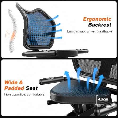 Image of pooboo Recumbent Exercise Bike, Stationary Bikes for Home with Arm Exerciser, Magnetic Recumbent Bike with Ergonomic Backrest & Comfortable Seat, Smart APP, Pulse Sensor, 400LBS Weight Capacity