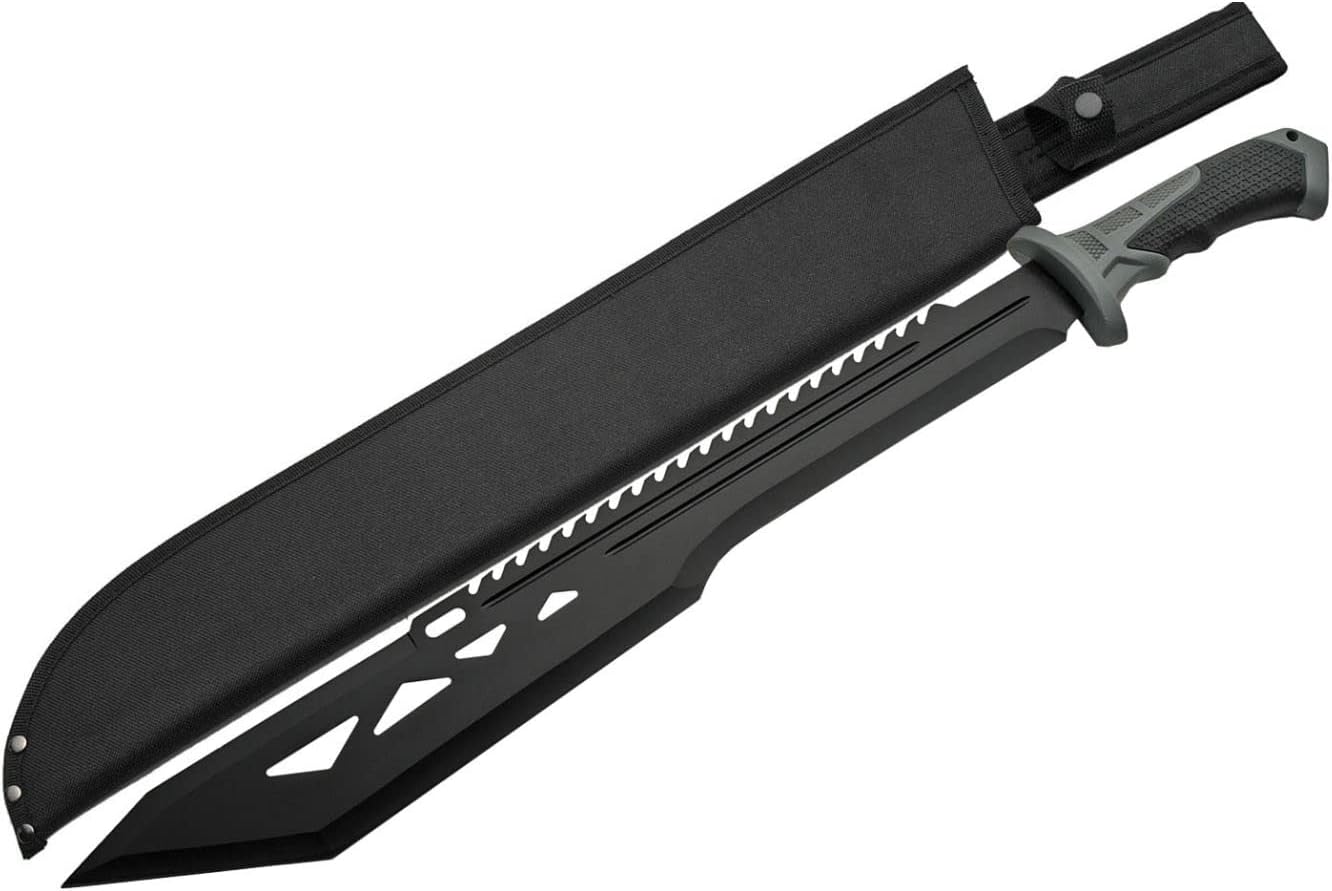 Black Macho Stainless Steel Blade Rubber Handle 25 inch EDC Hunting Machete Knife