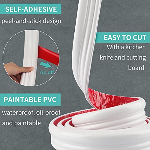 Interior Ovation Peel And Stick Molding - Flexible Molding Trim (9.8Ft Long) - Mirror Trim - Glossy Wall Trim For Home Decor - Crown Molding - Home Decorative Border For Home #TOP1