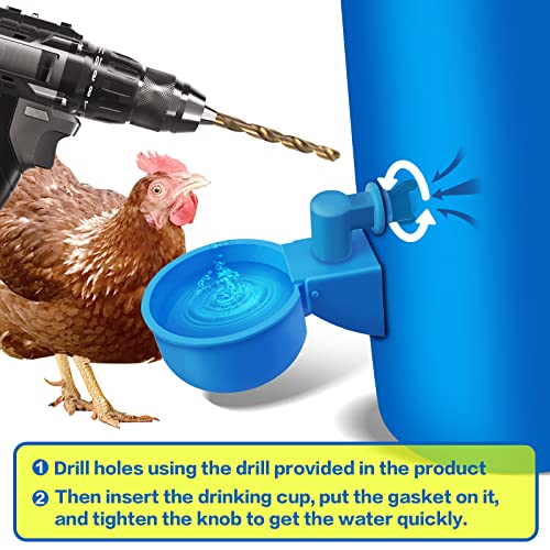 Mygiikaka Chicken Waterer Larger Automatic Chicken Waterer Cups Diy Poultry Chicken Waterer Kit 5 Gallon For Chicken, Duck, Goose, Rabbit (6 Pack) #TOP3