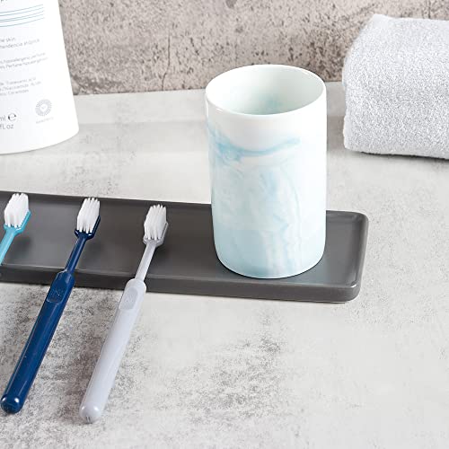 Wongwongcat Ceramic Toothbrush Holder 300 Ml, Marble Pattern Toothbrush Cup, Drinking Cup (Blue) #TOP3