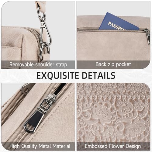 Image of Crossbody Bags for Women Trendy Vegan Leather Crossbody Phone Purse | Travel shoulder bag, embossed design, floral patterns, multi pockets, adjustable strap, lightweight purse for daily shopping