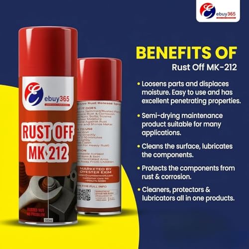 Image of Rust Off MK-212 | 500ml | All-In-One Rust Release Spray & Penetrating Lubricant | Fast-Acting Corrosion Remover, Multi-Use Cleaner, Penetrant Oil to Free Stuck Bolts /Hinges (3, Pack of 3)