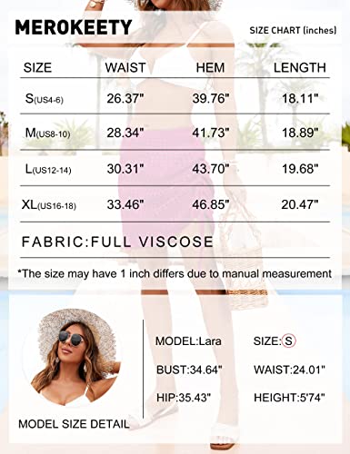 Merokeety Women's Summer Swimsuit Cover Ups Sexy Crochet Casual Beach Mini Skirt Sarong Cover Up, Hotpink, Medium #TOP5