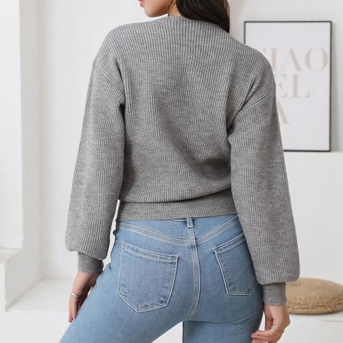Image of Tops for Women Crochet Sweater V Neck Long Sleeve Lightweight Open Knit Pullover Casual Blouse for Spring Summer