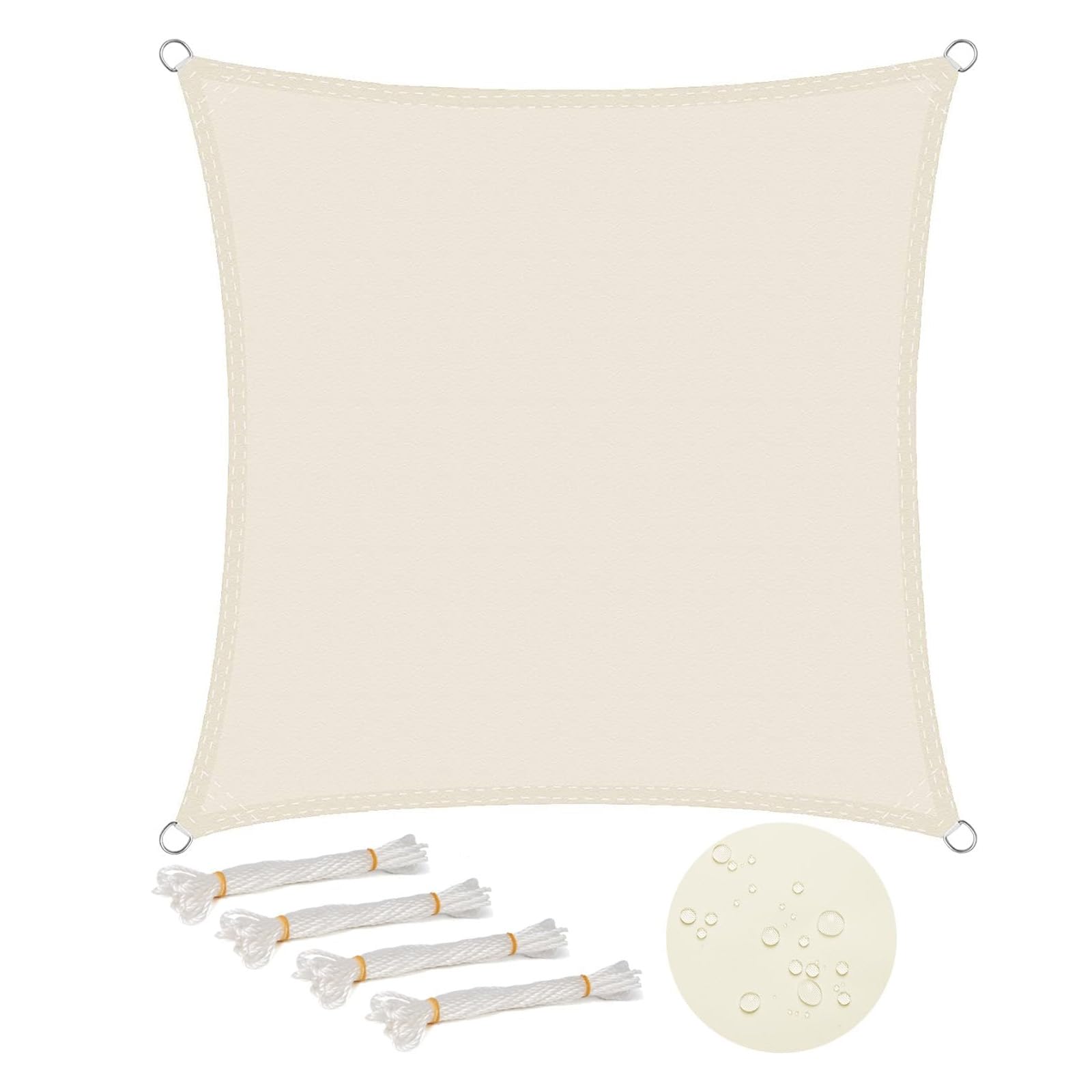 Voile d'ombrage imperméable anti UV 3x3m crème pour terrasse