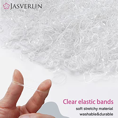 Jasverlin Clear Hair Elastics Bands, Assorted Size Rubber Hair Ties Baby Mixed Size Polybands Hair Elastics For Toddler Girls Women 2000Pcs #TOP4