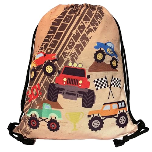 HECKBO Kinder Turnbeutel Monster Truck - 40x32cm - Sportkleidung...